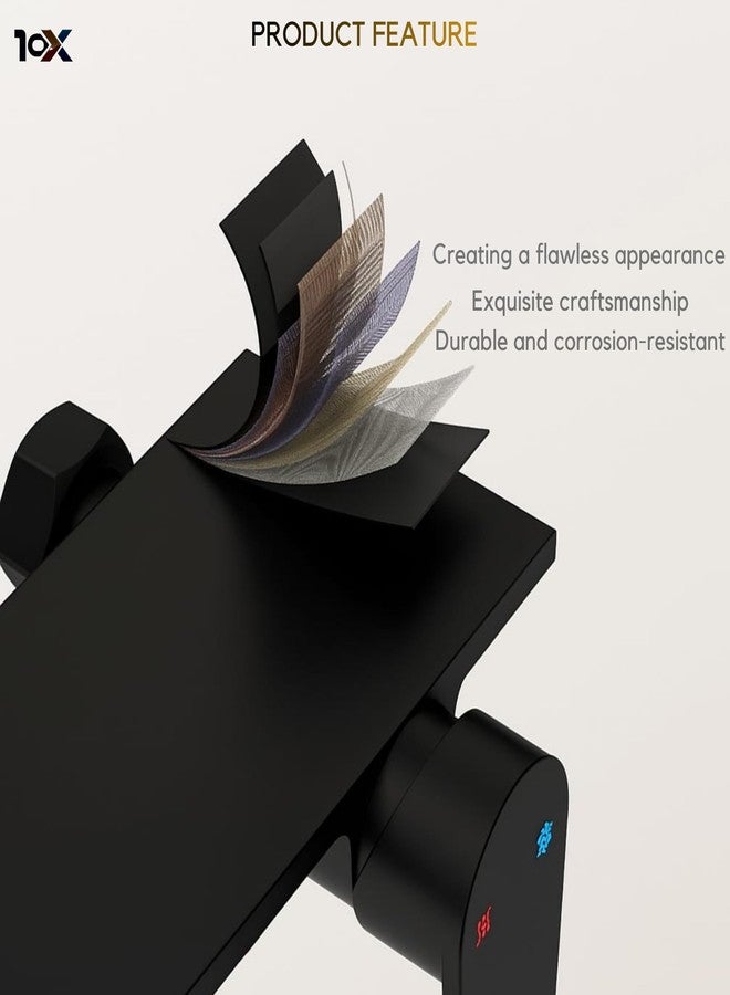 10X All Black Wall Mixer 2 in 1 for Bathroom ZH-14009 | Hot & Cold | Piano Key Controls | Dual Flow (Waterfall & Normal) | Modern Flat Design - Image 4